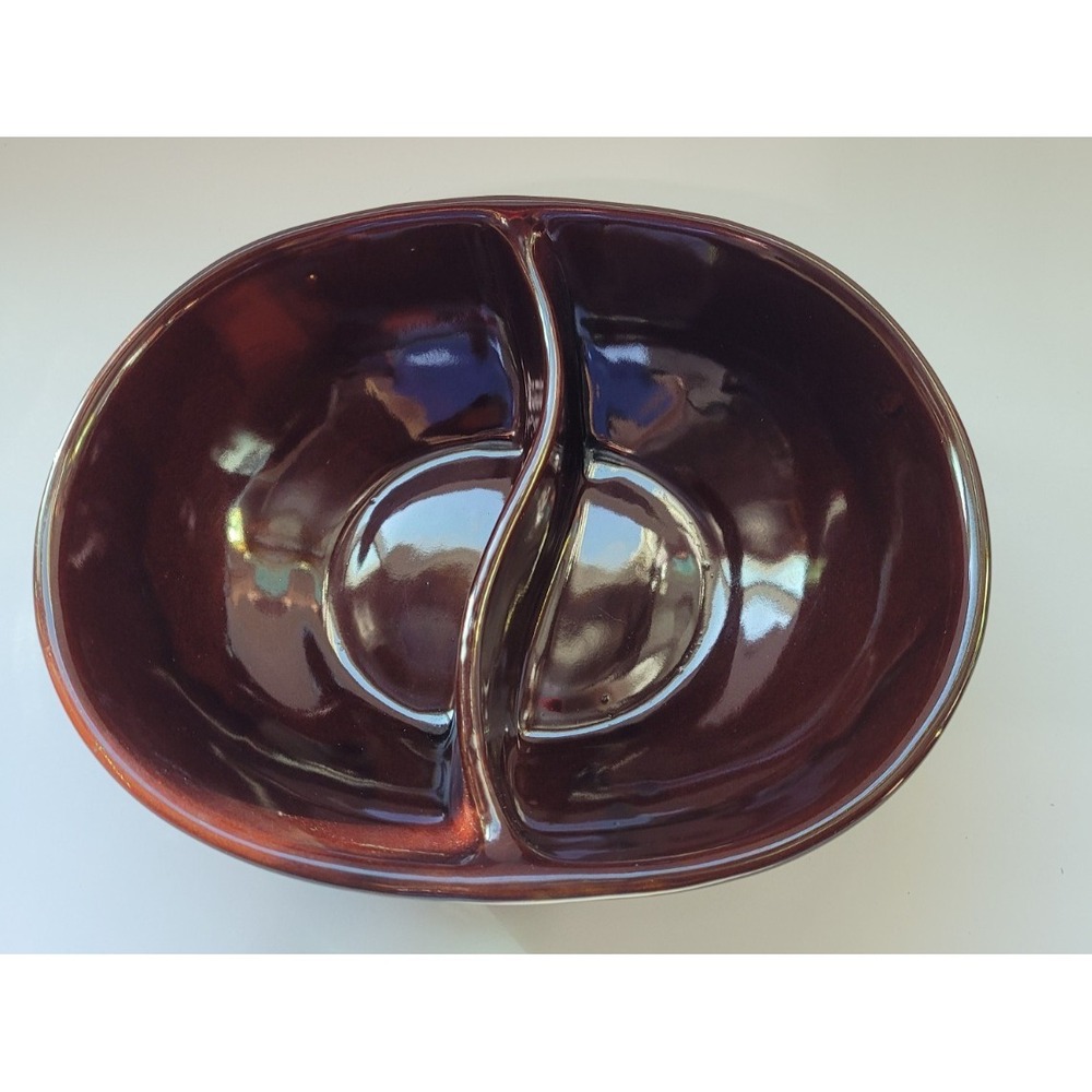 Marcrest Serving Dish Unisex OS Daisy Dot Brown Stoneware MCM Divided Bowl